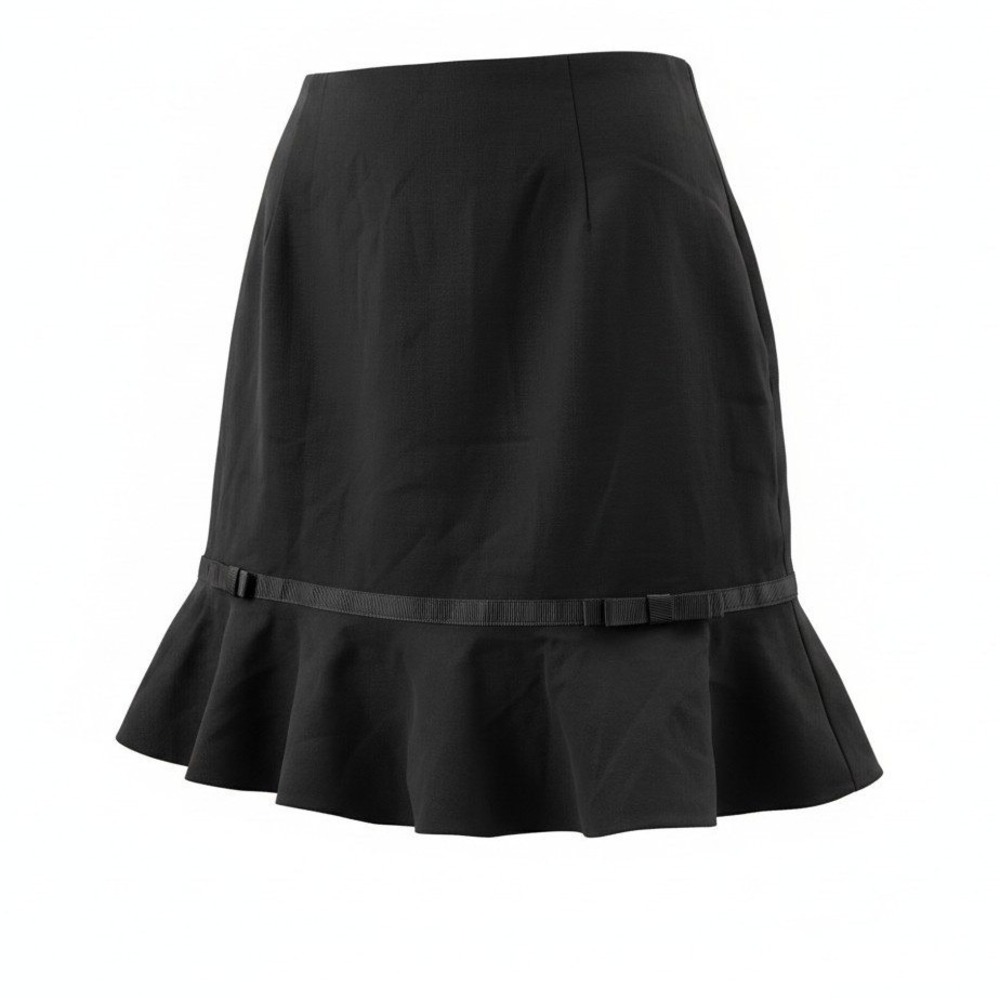 Briggs Women Skirt Ruffle Hem Grosgrain Bow‎ Cotton Workwear Black 14P